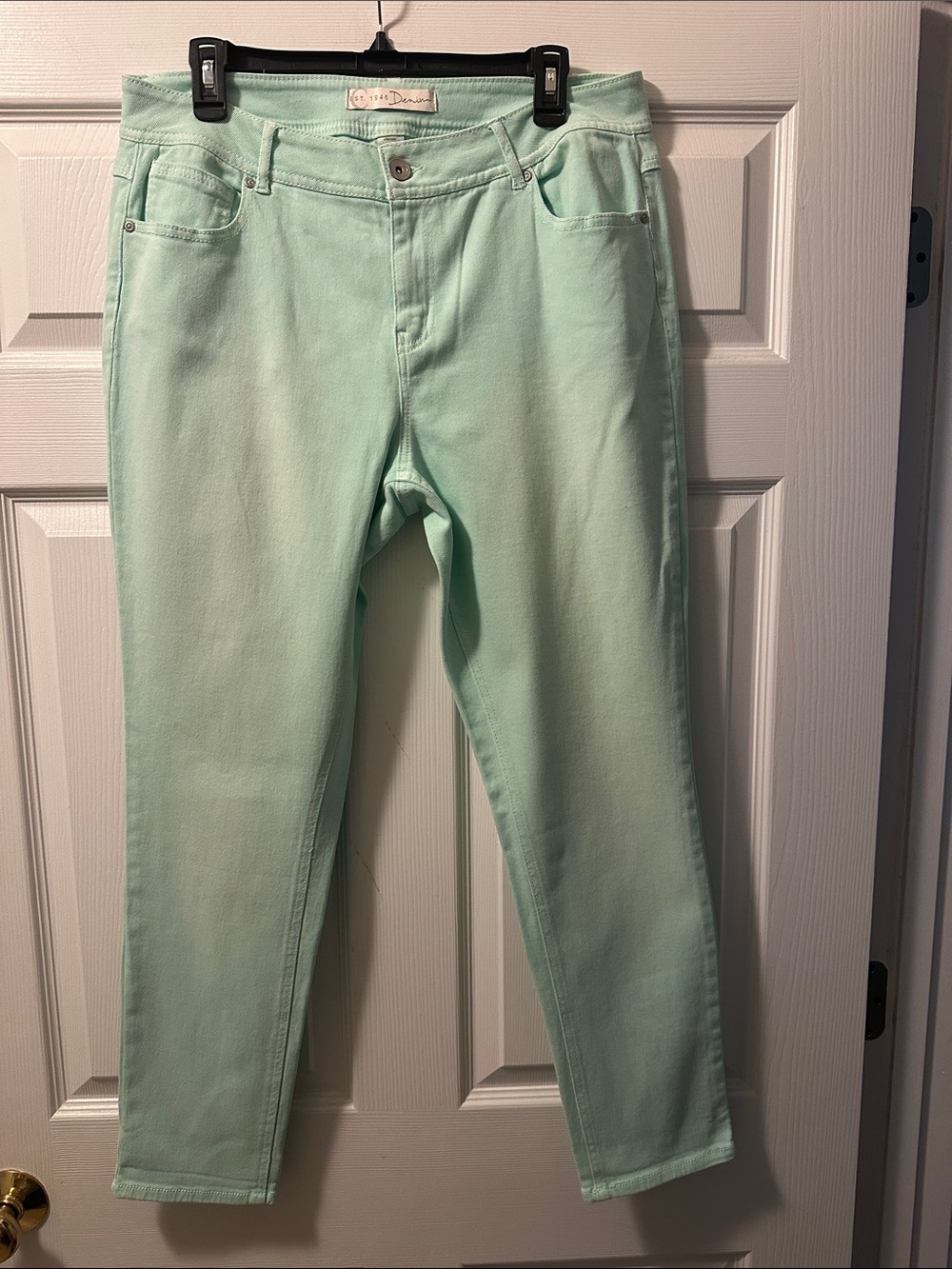 Women’s EST. 1946 Denim Mint Green Lightweight Classic Jeans - Size 16W